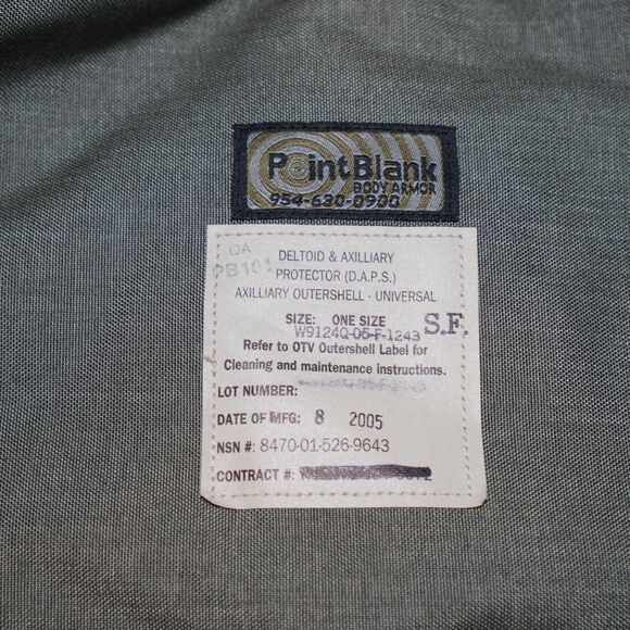 Point Blank Body Armor Deltoid and Axillary 8470-01-526-9643 - Picture 3 of 3